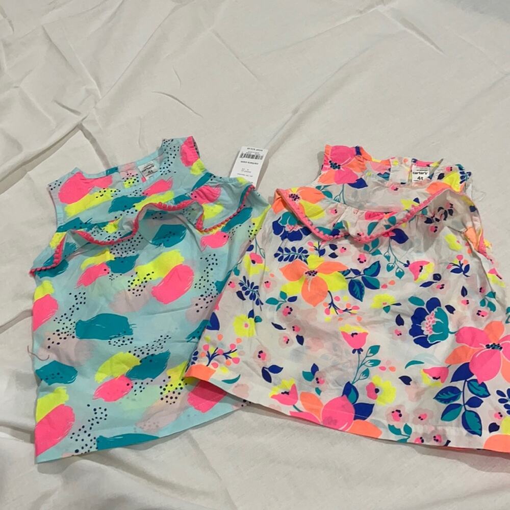 Carters 4t blouses NWT and one worn once
